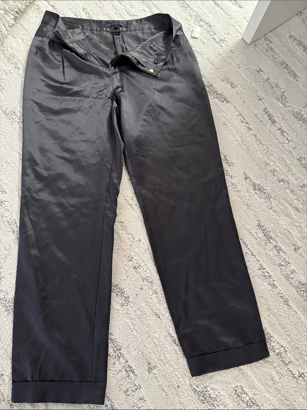 Marc Jacobs Black Wide Leg Satin Pants